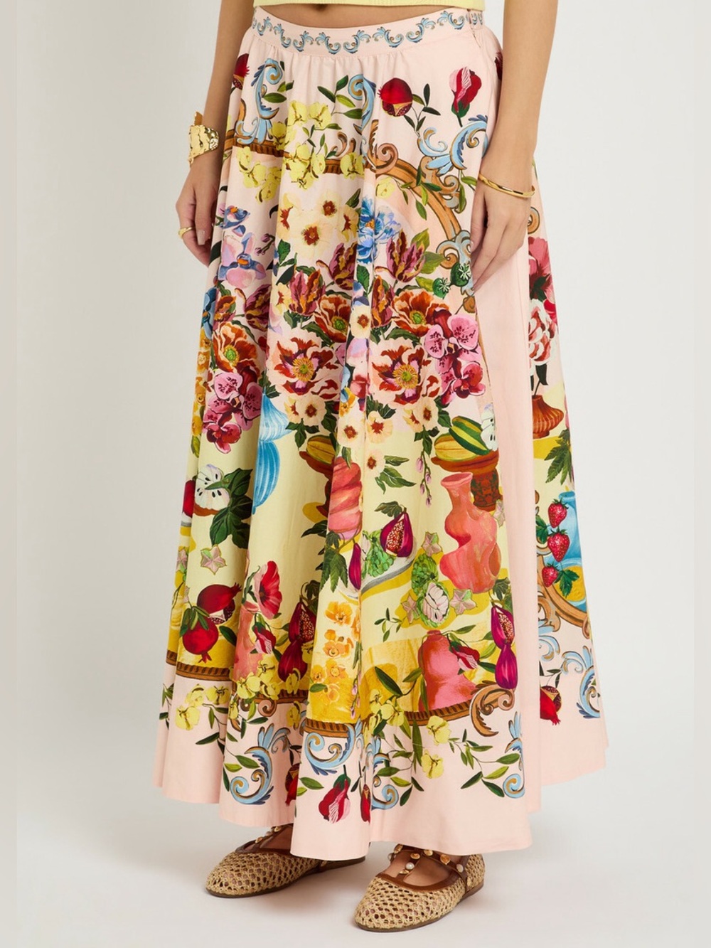 FARM Rio Pink Garden Terrace Organic Cotton Midi Skirt - Picture 7 of 16